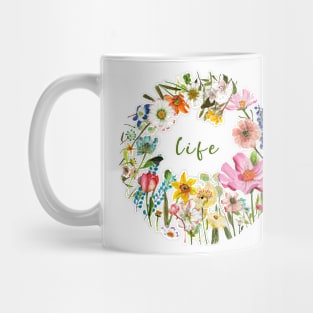 Hand painted flower design in watercolor and color pencils Mug